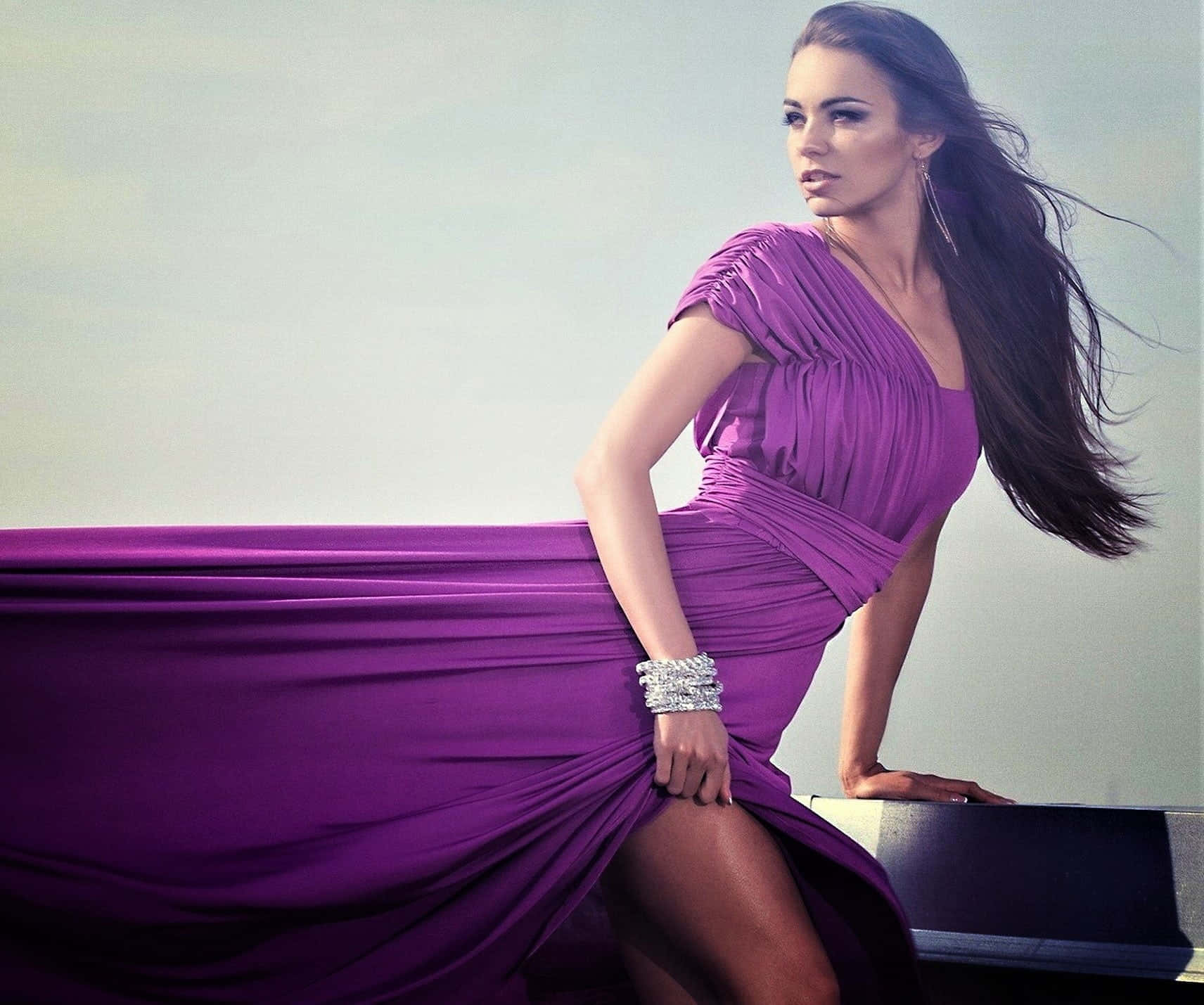 Look Stylish In This Elegant Purple Dress Wallpaper
