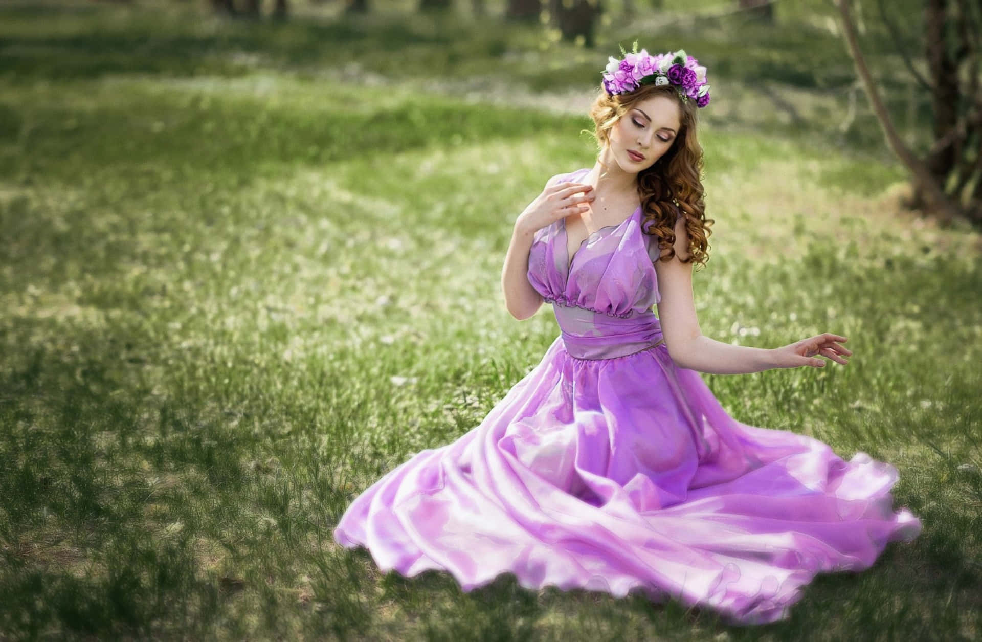 Stun in this regal purple dress! Wallpaper
