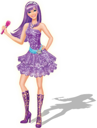 Purple Dress Animated Princess With Microphone PNG
