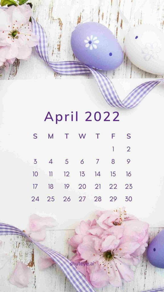 Purple Easter Egg April 2022 Calendar Background