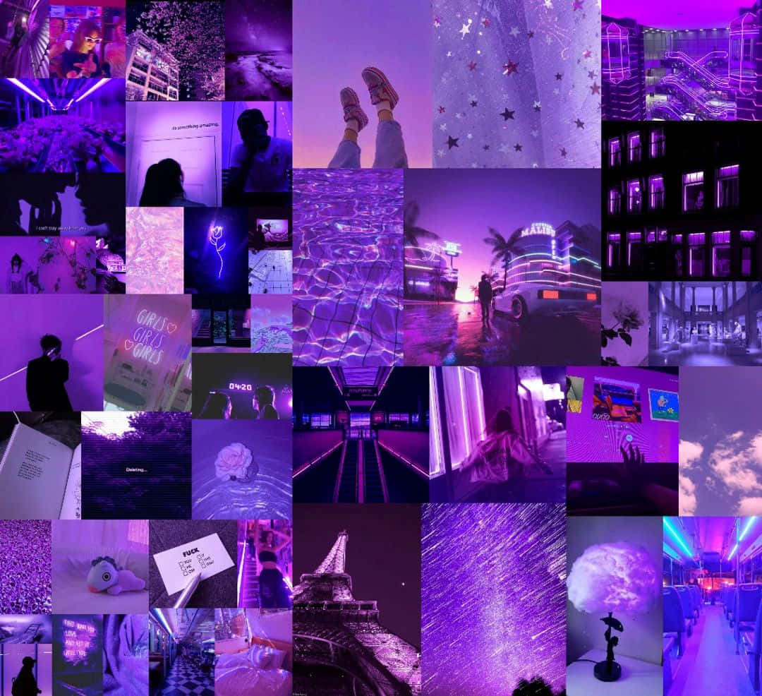 Purple Euphoria Aesthetic Collage Wallpaper
