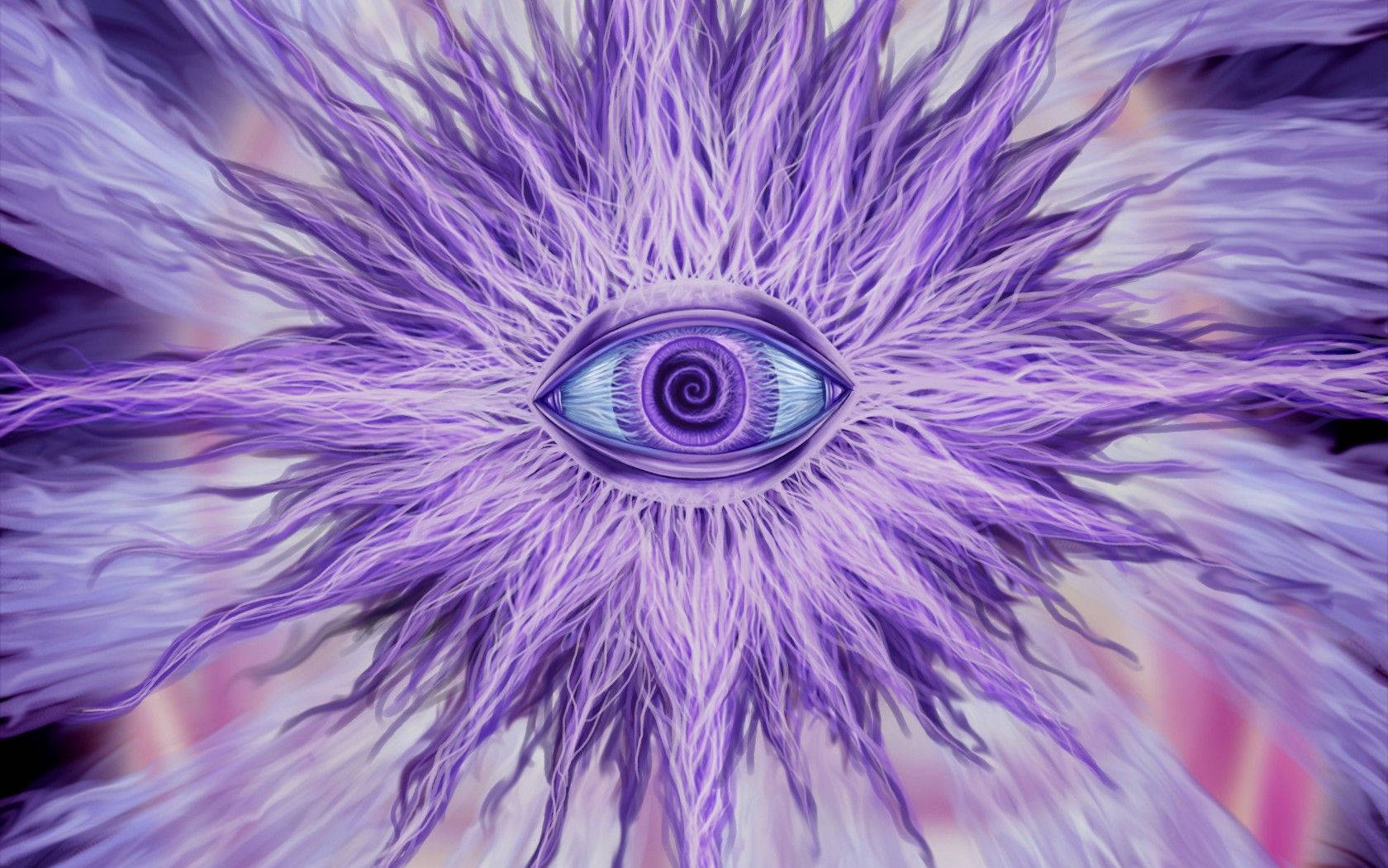 Purple eye spiral iris psychedelic wallpaper.