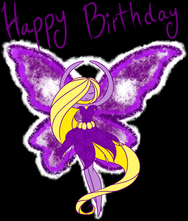 Purple Fairy Happy Birthday Greeting PNG