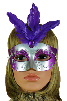Purple Feathered Masquerade Mask PNG
