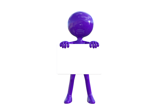 Purple Figure Holding Blank Sign PNG