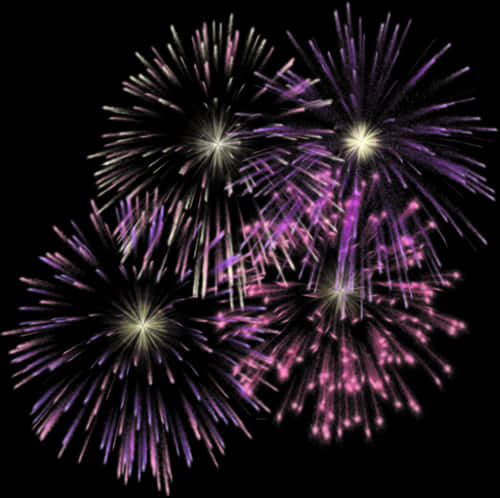 Purple Fireworks Display PNG