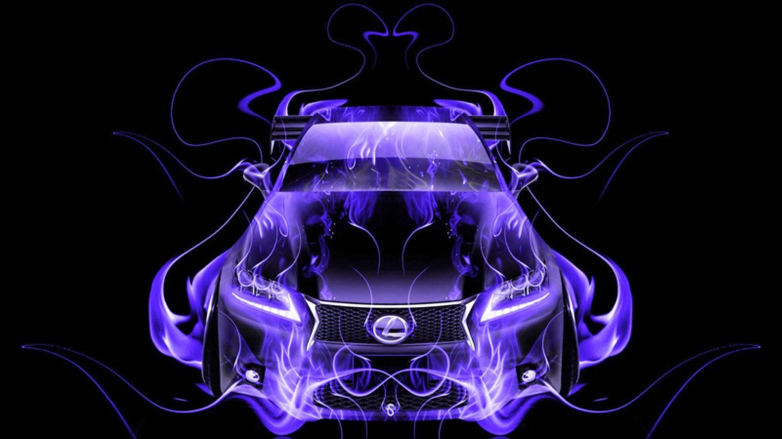 Luxurious Lexus Logo Enveloped in Purple Flames Wallpaper