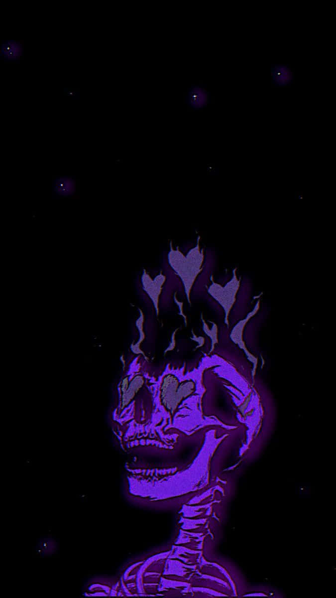 Purple_ Flaming_ Skeleton_ Aesthetic.jpg Wallpaper