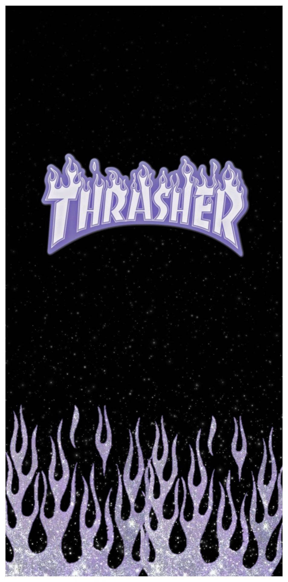 Purple Flaming Thrasher Logo Wallpaper