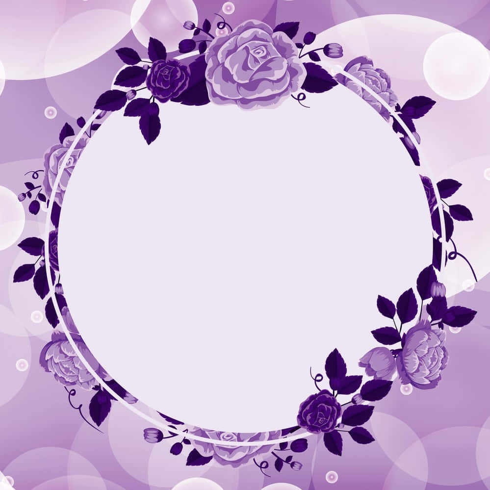 Purple Background With A Circle Frame And Roses