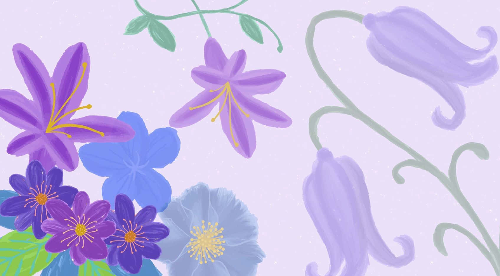 A Drawing Of Flowers On A Purple Background