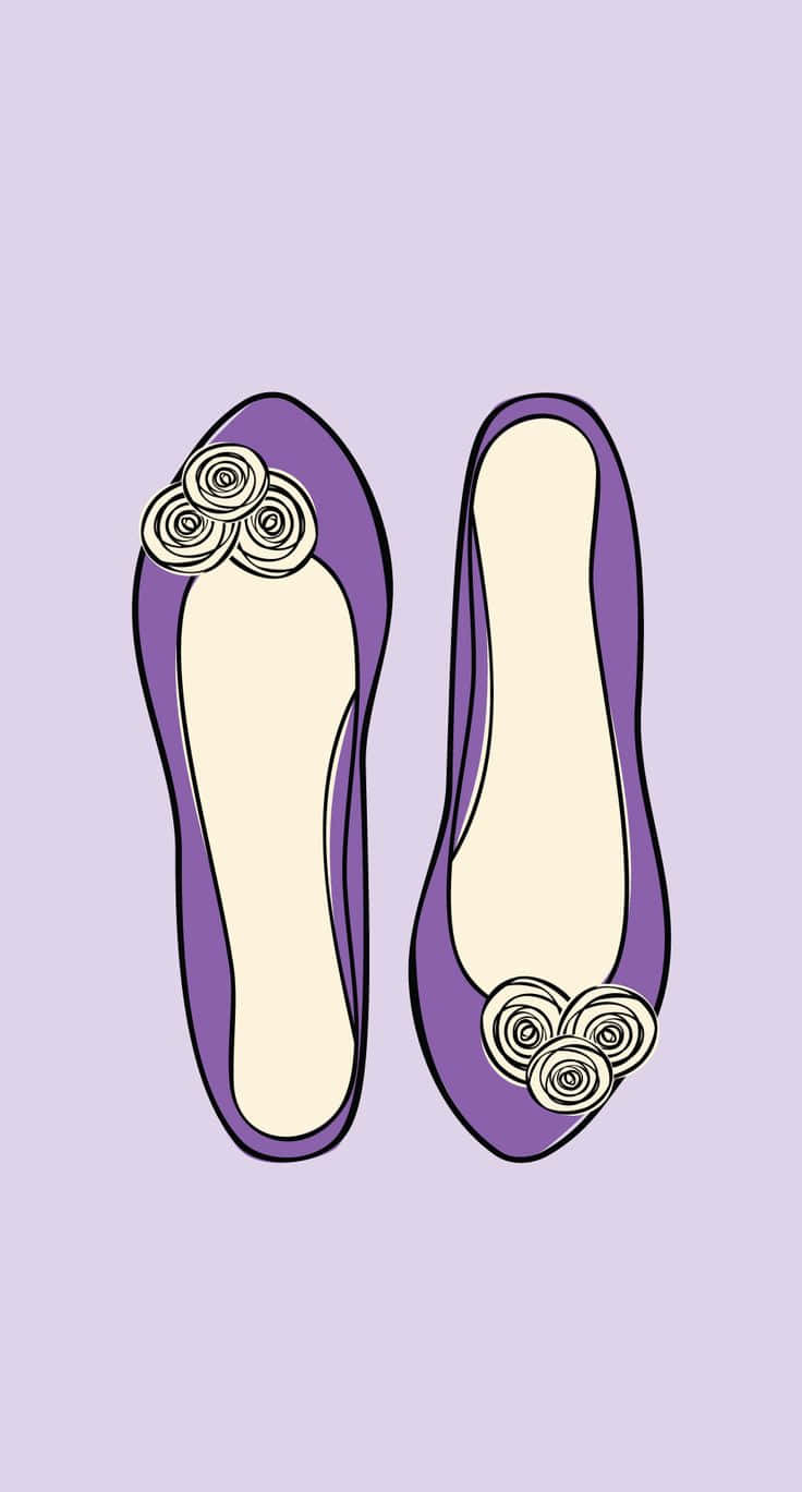 Purple Floral Ballet Flats Illustration Wallpaper