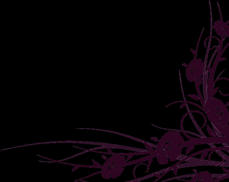 Purple Floral Corner Design PNG