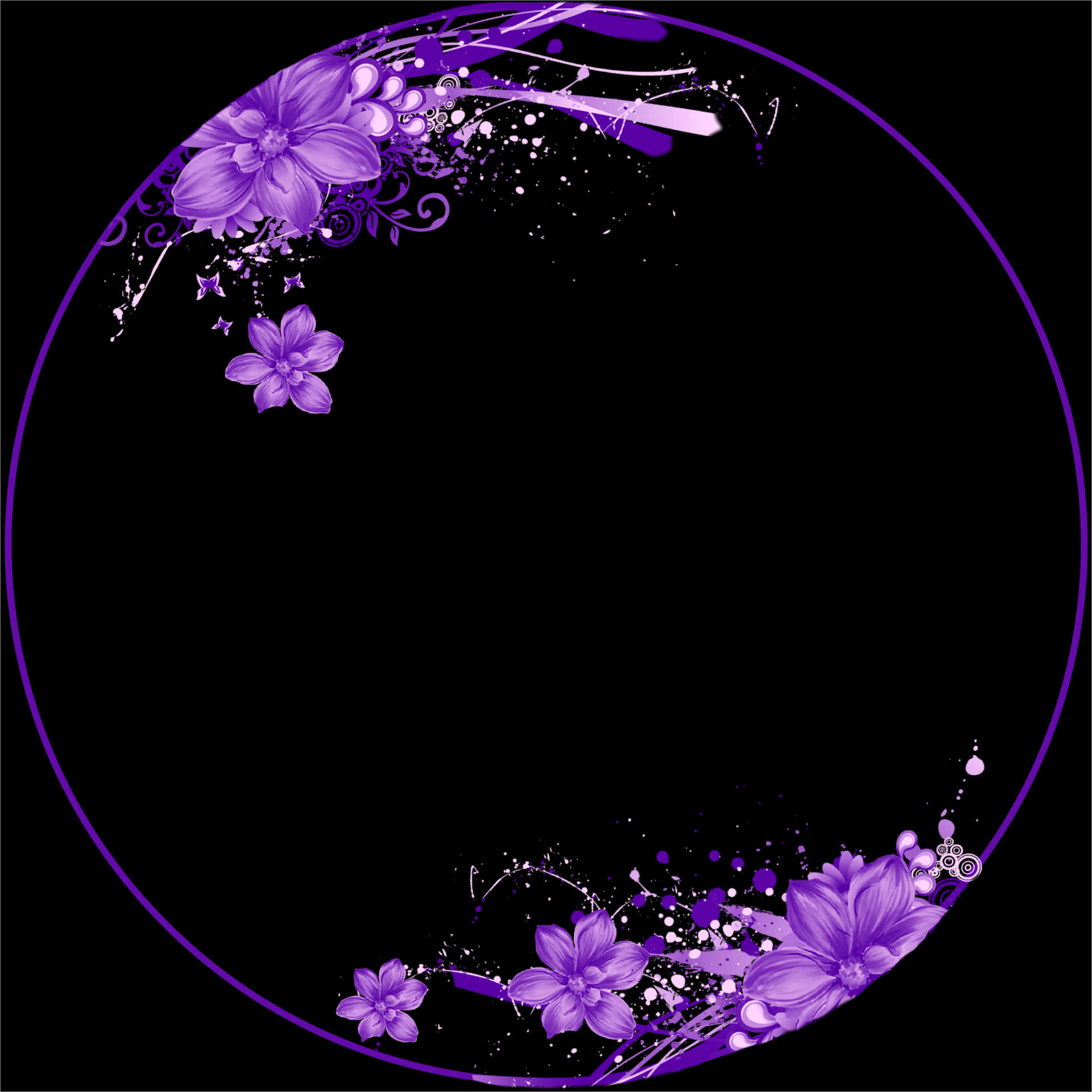Purple Floral Decorative Circle Frame PNG