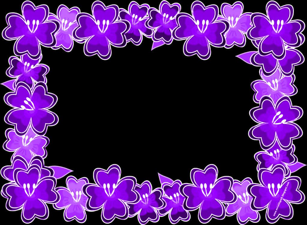 Purple Floral Frame Design PNG