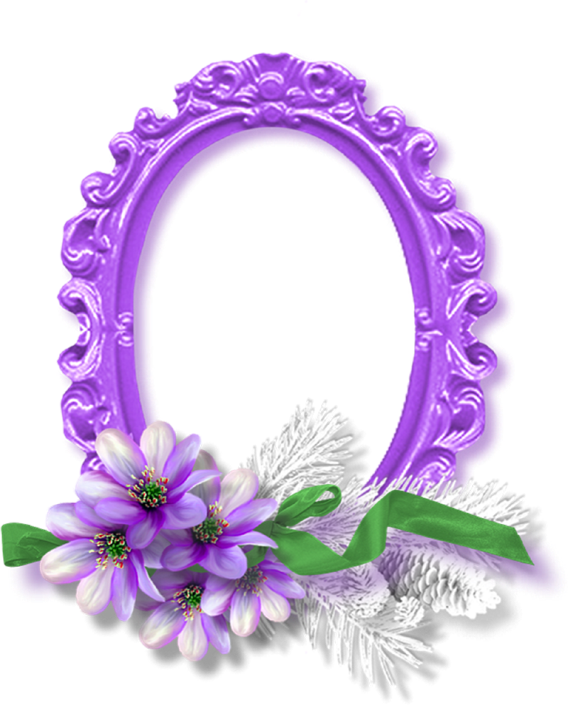 Purple Floral Frame Design PNG