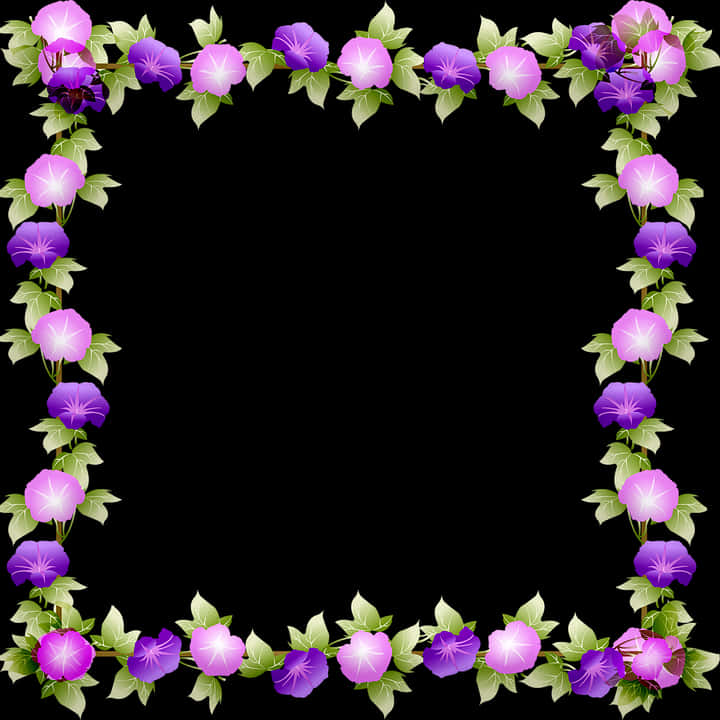 Purple Floral Frame Design PNG