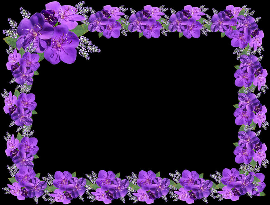 Purple Floral Frame Design PNG