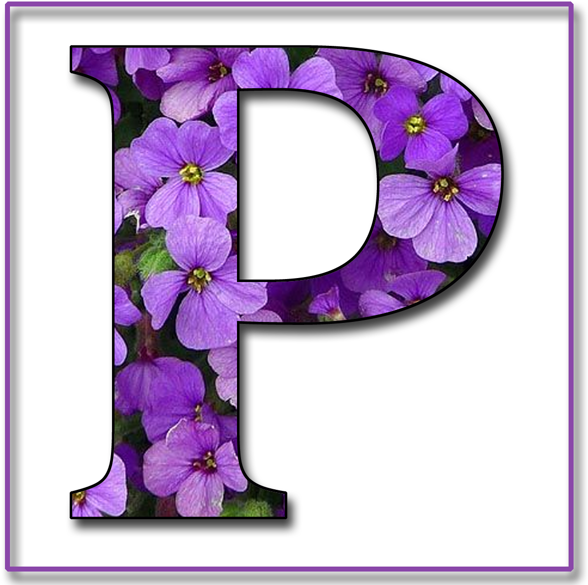 Purple Floral Letter P PNG