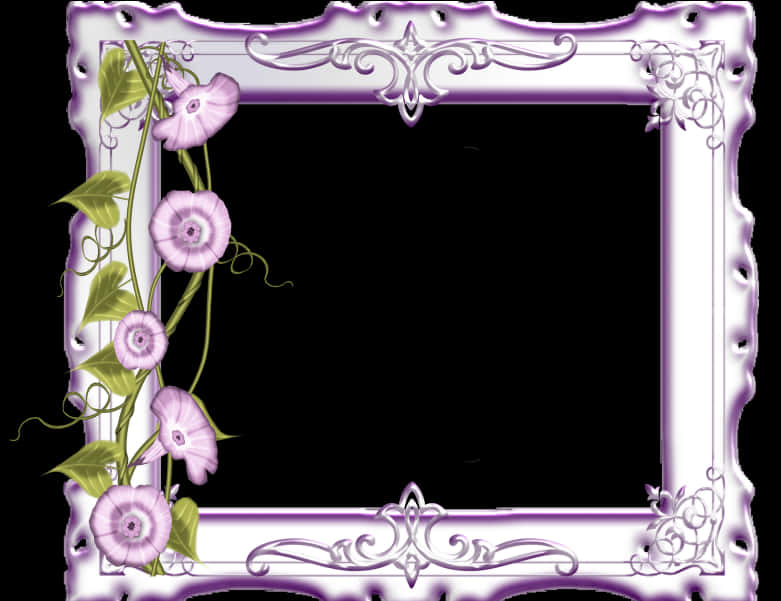 Purple Floral Photo Frame PNG