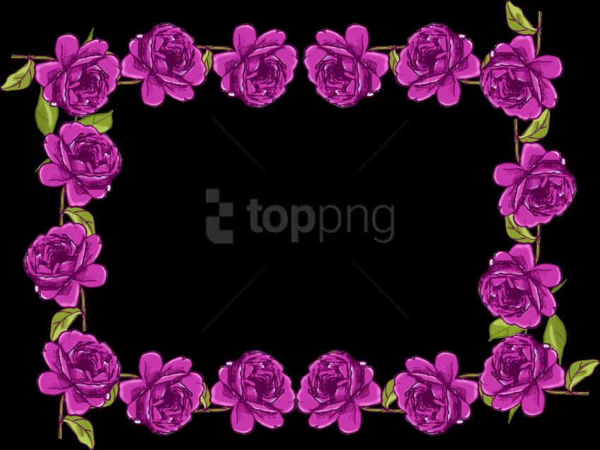 Purple Floral Photo Frame Design PNG