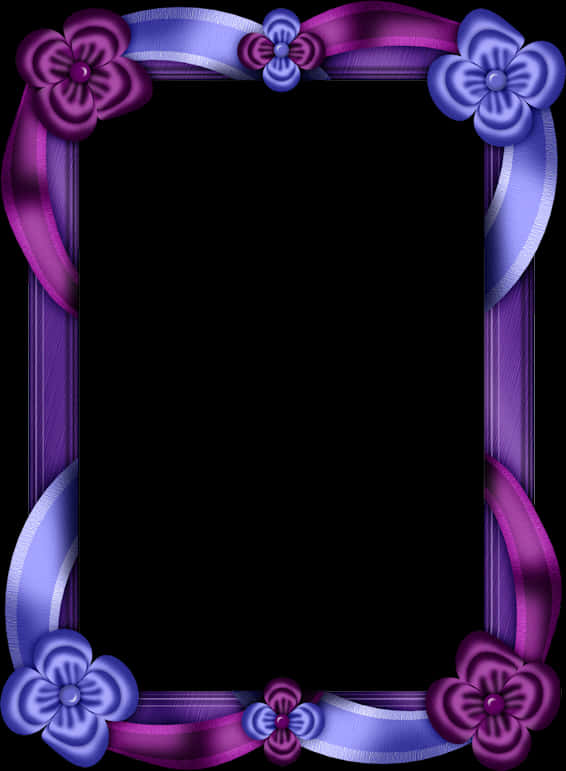 Purple Floral Photo Frame Design PNG