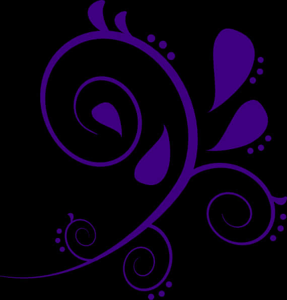 Purple Floral Swirl Design PNG