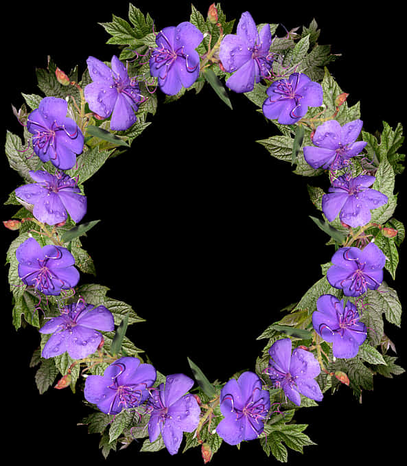 Purple Floral Wreath Frame PNG