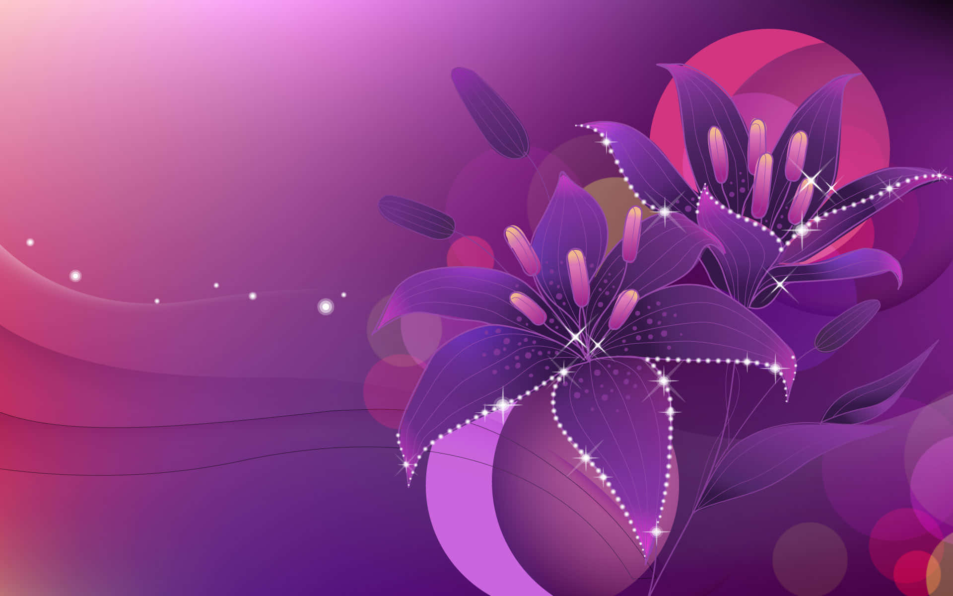 Glowing Pink And Purple Flowers Background
