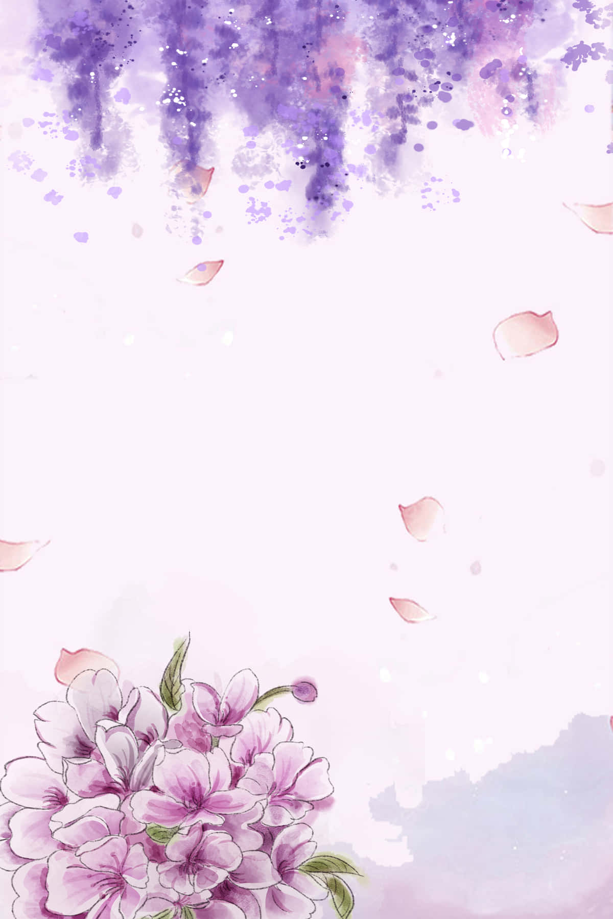 Wisteria And Lilac Purple Flowers Background