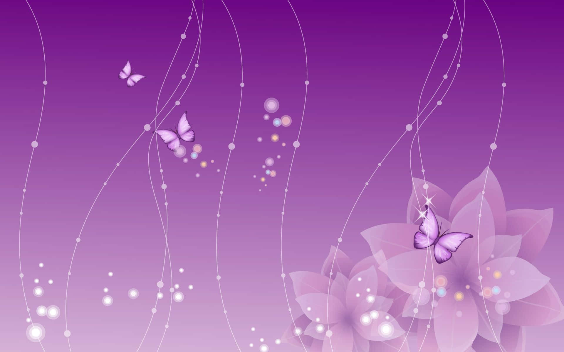 Butterfly And Purple Flowers Background