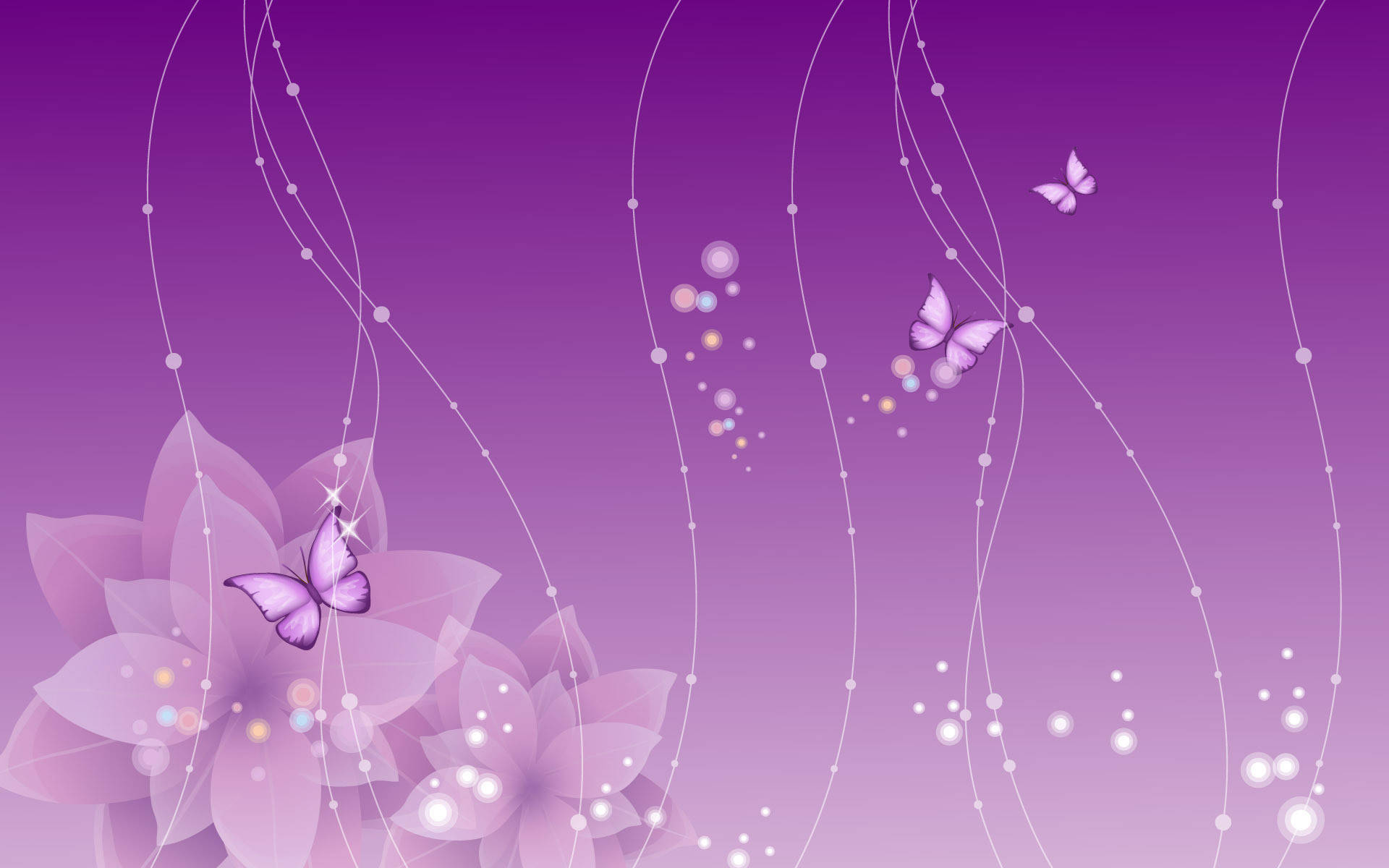 Butterflies In A Purple Flower Desktop Wallpaper