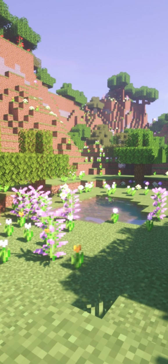 Purple Flower Mobs Minecraft Iphone Wallpaper