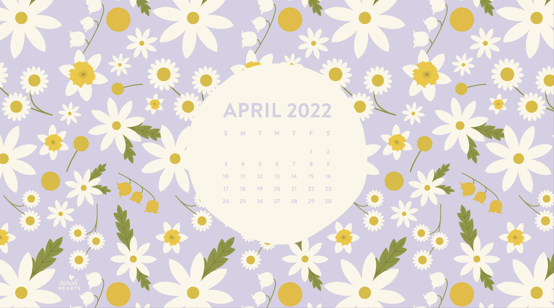 Purple Flowers April 2022 Calendar Background