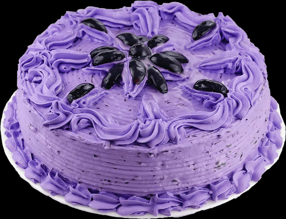 Purple Frosted Cakewith Black Grapes Decoration.jpg PNG
