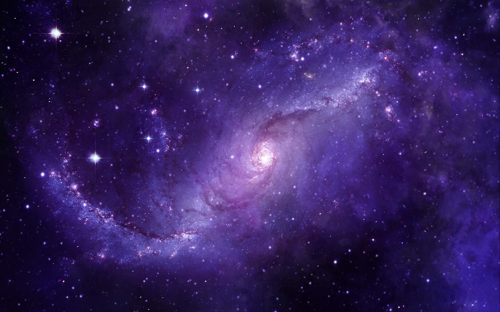 Enlila Galax Med Stjärnor I Bakgrunden