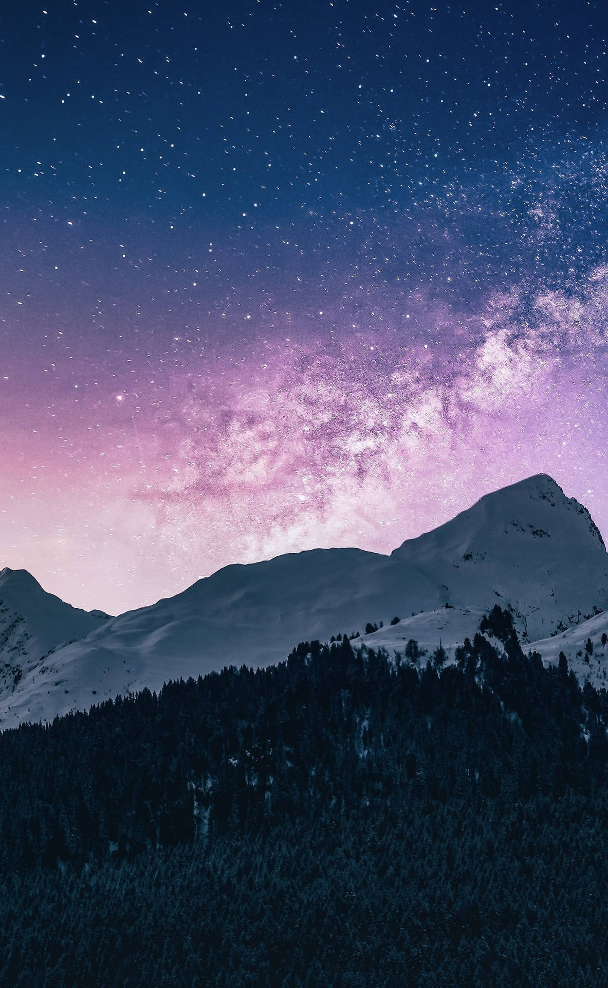Purple Galaxy Icy Mountain Iphone Wallpaper