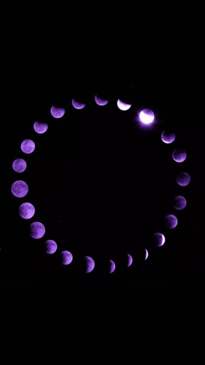 Purple Galaxy Iphone Phases Of Purple Moon Wallpaper