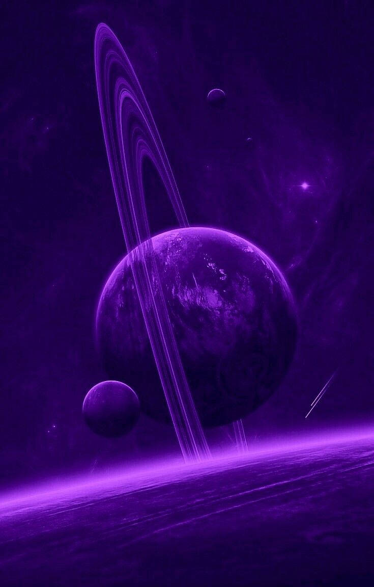 Purple Galaxy Iphone Planet And Purple Light Wallpaper