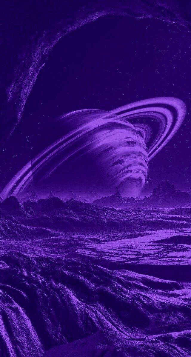Purple Galaxy Iphone Purple Planet And A Rocky Ground Wallpaper