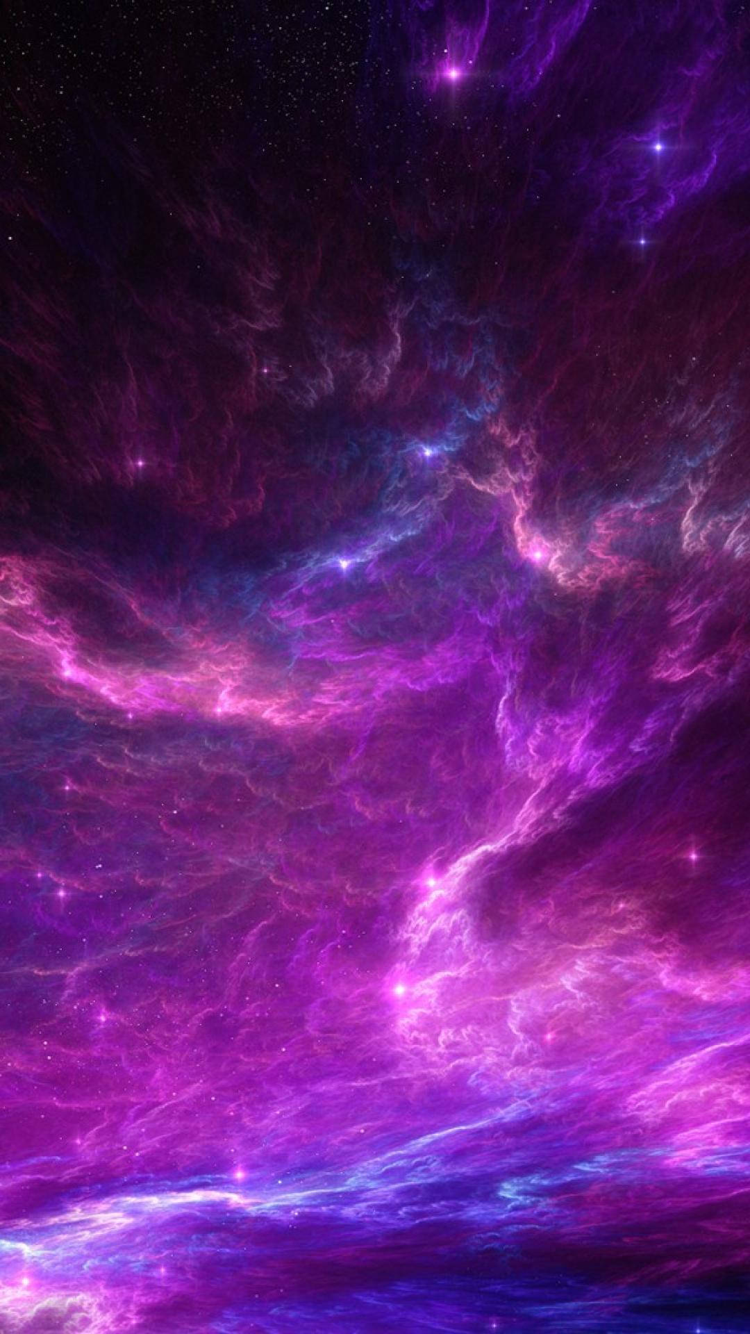 Fondode Pantalla De Nebulosa Púrpura En La Galaxia Para Iphone. Fondo de pantalla