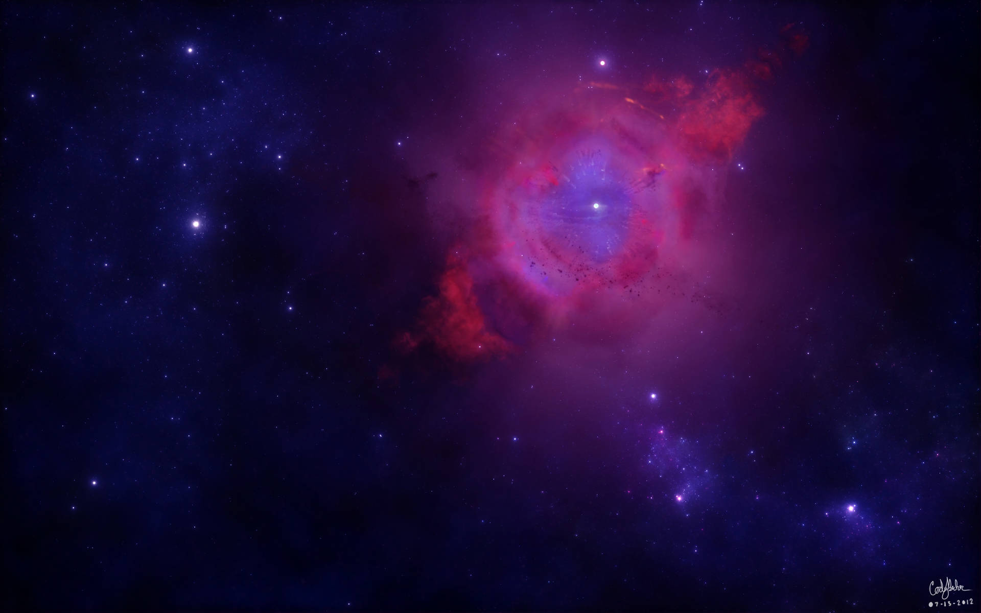 Exploring an other-worldly purple galaxy nebula Wallpaper