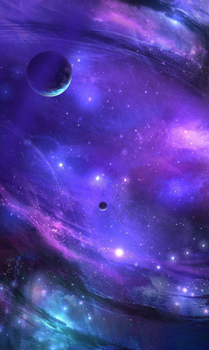 Purple Galaxy Space Planets And Stars Iphone Wallpaper