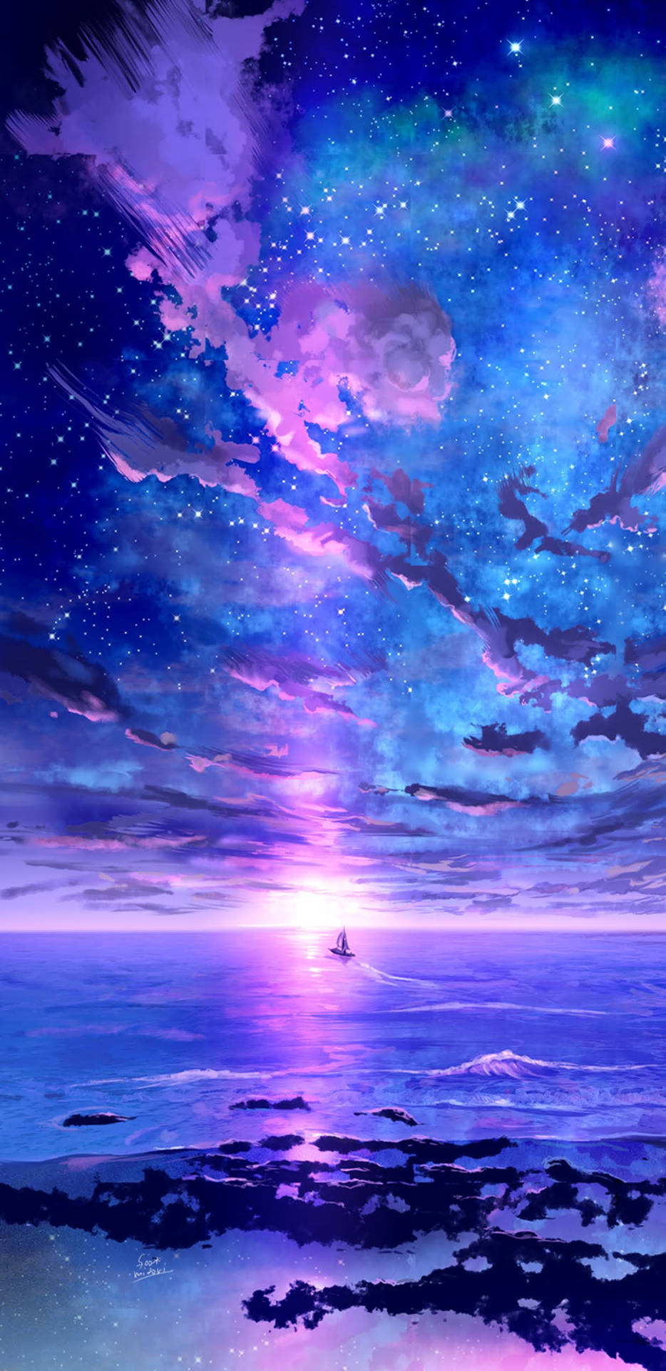 Purple Galaxy Sunset Sky Wallpaper