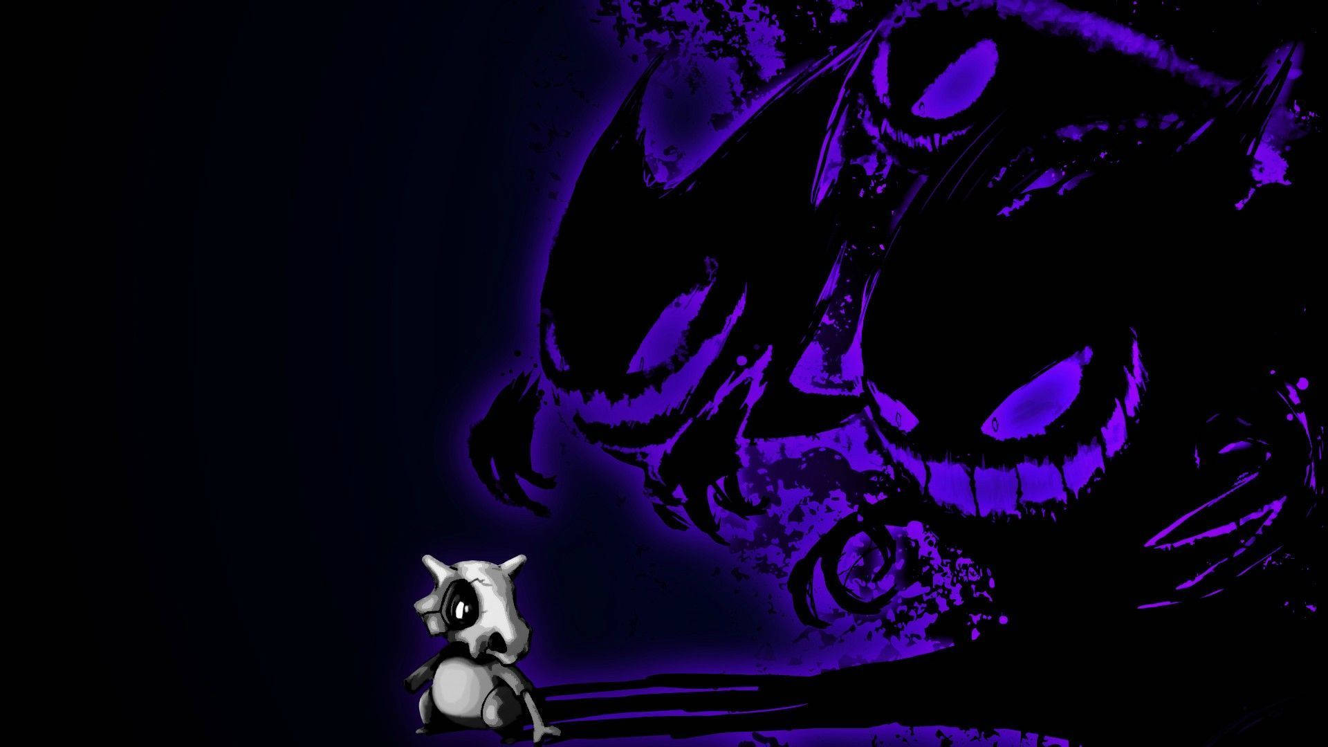 Purple Monster Gaming Cubone Pokemon Desktop Wallpaper