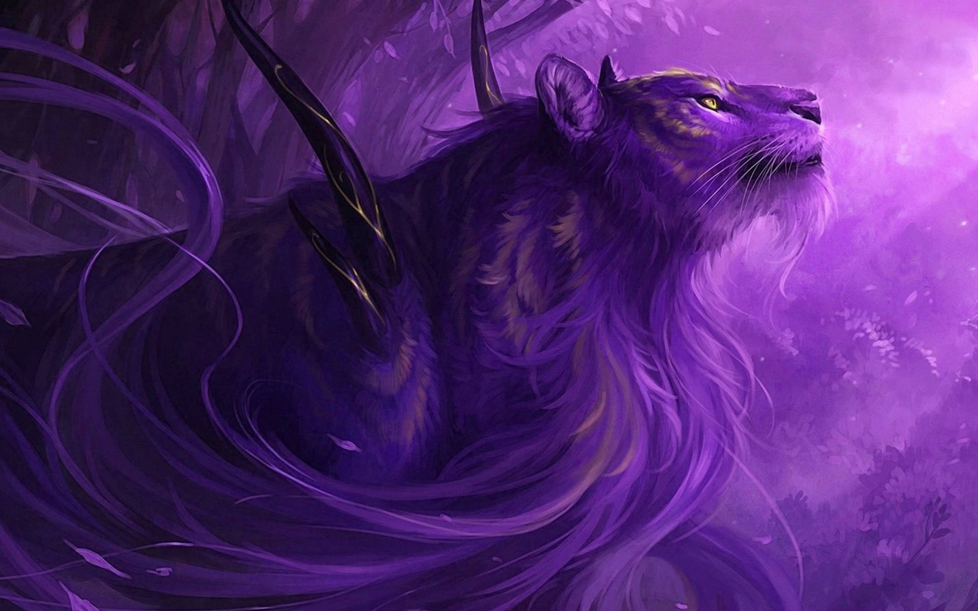 Fantasy Purple Lion Gaming Desktop Wallpaper