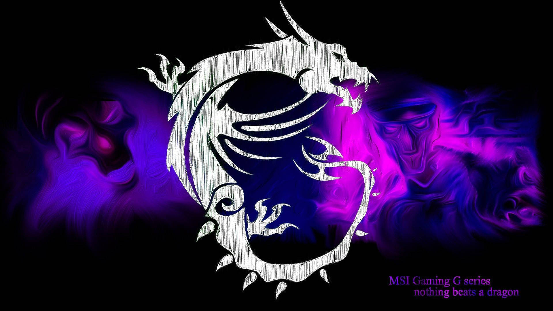 Purple Gaming White Dragon Logo Desktop Wallpaper