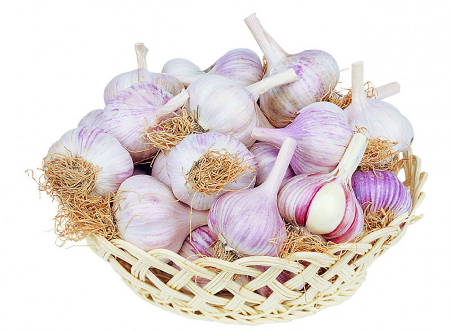 Purple Garlic Vegetable Herb In Wood Basket Wallpaper
