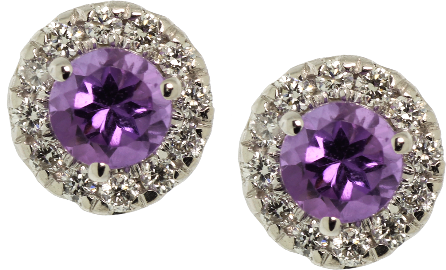 Purple Gemstone Stud Earrings PNG