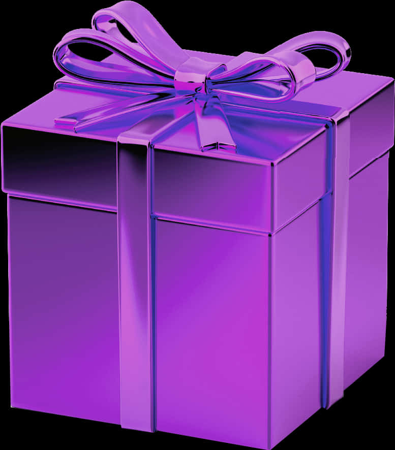 Purple Gift Boxwith Bow PNG